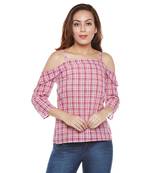 Pink plain cotton party tops