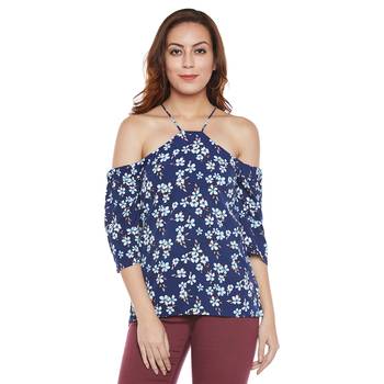 Blue plain polyester party tops 1