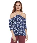 Blue plain polyester party tops