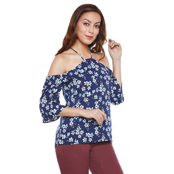 Blue plain polyester party tops 2