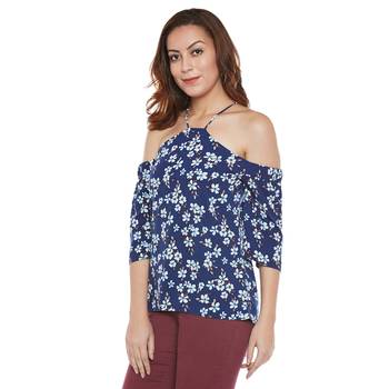Blue plain polyester party tops 4