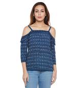 Navy blue plain cotton party tops