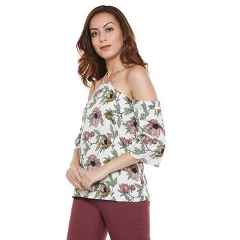 Off white plain polyester party tops 2