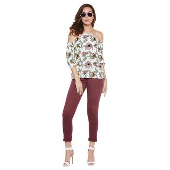 Off white plain polyester party tops 3