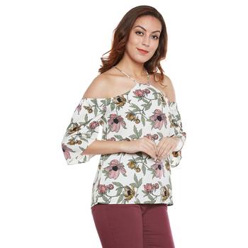 Off white plain polyester party tops 4
