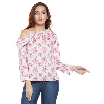 Off white plain cotton party tops 1