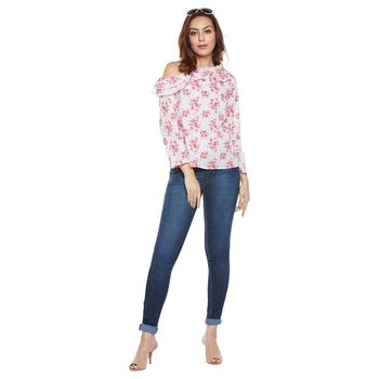 Off white plain cotton party tops 2