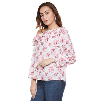 Off white plain cotton party tops 3