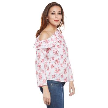 Off white plain cotton party tops 4
