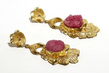 Pink agate earrings 1