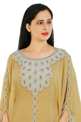 Yellow Georgette Embroidered Zari Work Islamic Kaftans 2
