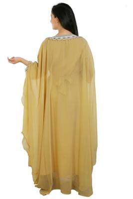 Yellow Georgette Embroidered Zari Work Islamic Kaftans 3