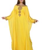 Yellow Georgette Embroidered Zari Work Islamic Kaftans