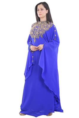 Royal Blue Georgette Embroidered Zari Work Islamic Kaftans 2