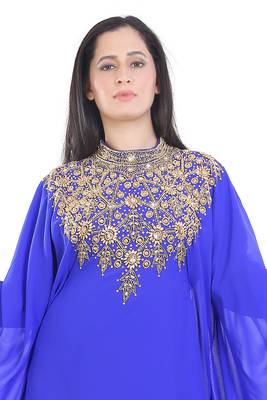 Royal Blue Georgette Embroidered Zari Work Islamic Kaftans 3