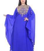 Royal Blue Georgette Embroidered Zari Work Islamic Kaftans