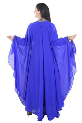 Royal Blue Georgette Embroidered Zari Work Islamic Kaftans 4