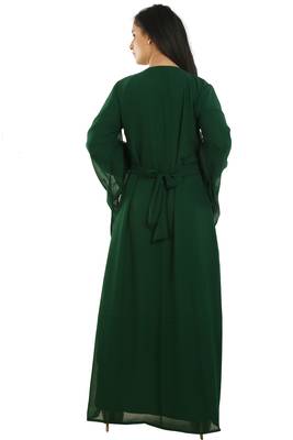 Green Georgette Embroidered Zari Work Islamic Kaftans 4