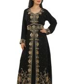 Black Georgette Embroidered Zari Work Islamic Kaftans