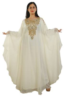 Cream Georgette Embroidered Zari Work Islamic Kaftans 1