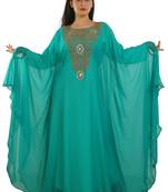 Light Green Georgette Embroidered Zari Work Islamic Kaftans