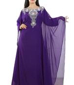 Purple Georgette Embroidered Zari Work Islamic Kaftans