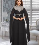 Georgette Black Embroidered Zari Work Islamic Kaftans