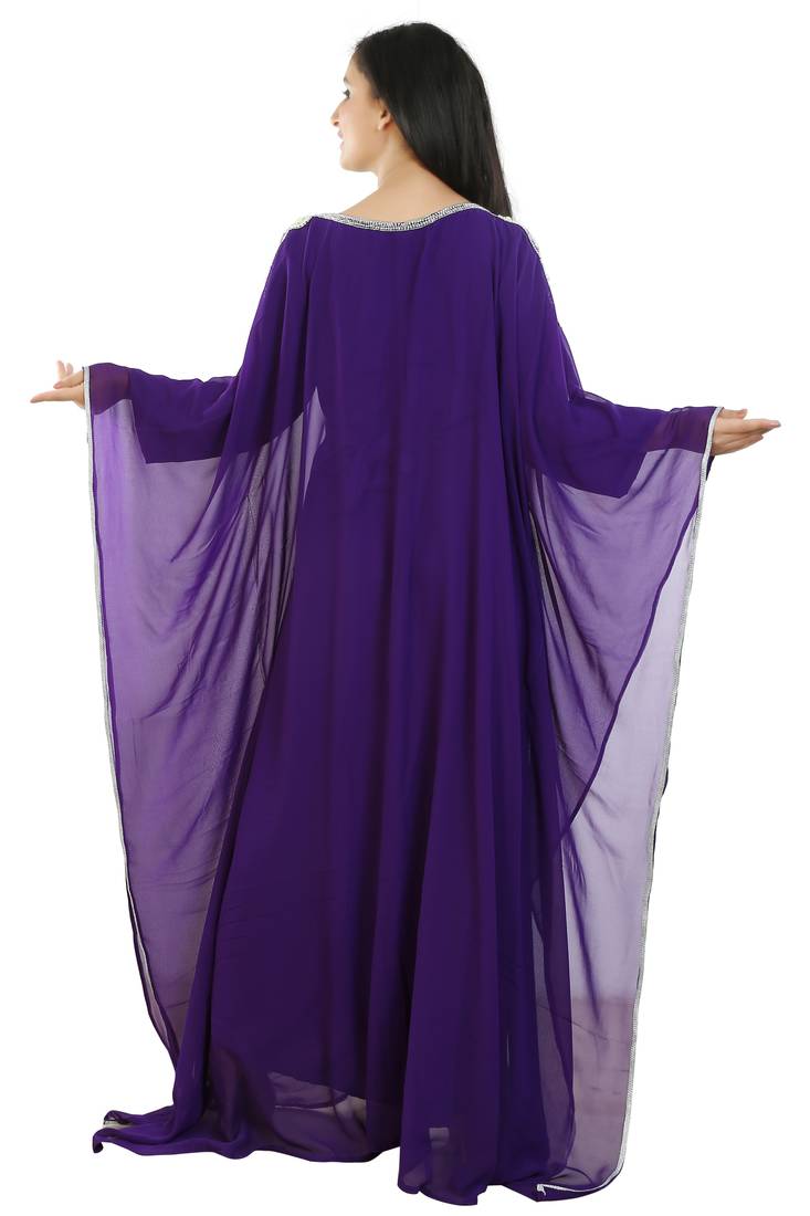 Purple Georgette Embroidered Zari Work Islamic Kaftans