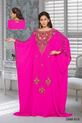 Georgette Pink Embroidered Zari Work Farasha 1