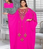 Georgette Pink Embroidered Zari Work Farasha
