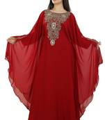 Maroon Georgette Embroidered Zari Work Islamic Kaftans