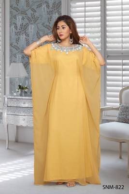 Georgette Beige Embroidered Zari Work Farasha 1