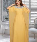 Georgette Beige Embroidered Zari Work Farasha