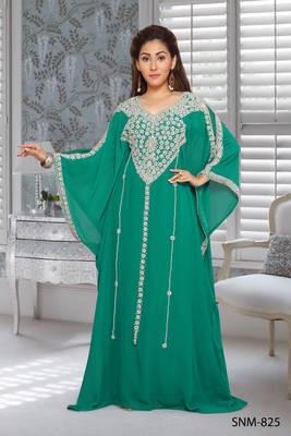 Georgette Green Embroidered Zari Work Farasha 1