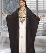 Georgette Black Embroidered Zari Work Farasha