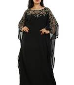 Black Georgette Embroidered Zari Work Islamic Kaftans