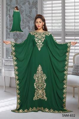 Georgette Green Embroidered Zari Work Farasha 1