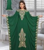 Georgette Green Embroidered Zari Work Farasha