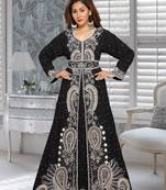 Georgette Black Embroidered Zari Work Islamic Kaftans