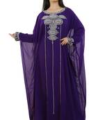 Purple Georgette Embroidered Zari Work Islamic Kaftans