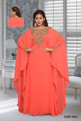 Georgette Coral Embroidered Zari Work Farasha 1