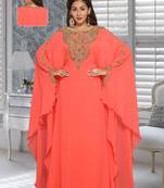 Georgette Coral Embroidered Zari Work Farasha
