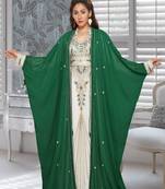 Georgette Green Embroidered Zari Work Farasha