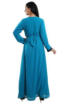 Blue Georgette Embroidered Zari Work Islamic Kaftans 2