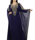 Navy Blue Georgette Embroidered Zari Work Islamic Kaftans