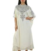 Cream Georgette Embroidered Zari Work Islamic Kaftans