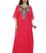 Pink Georgette Embroidered Zari Work Islamic Kaftans
