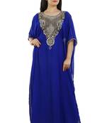 Royal Blue Georgette Embroidered Zari Work Islamic Kaftans