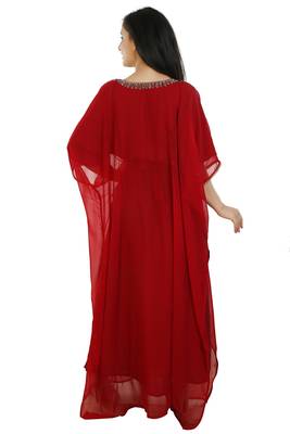 Red Georgette Embroidered Zari Work Islamic Kaftans 2