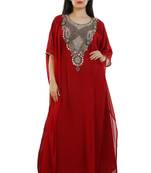 Red Georgette Embroidered Zari Work Islamic Kaftans